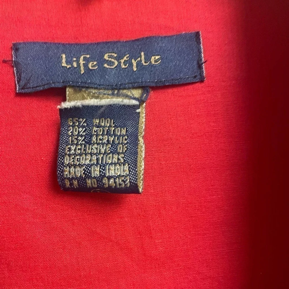 Vintage Christmas Wool Vest, Size Large, Life Style Embroidered